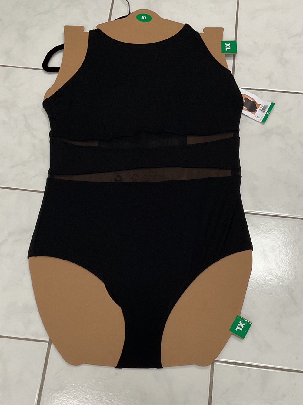 Lands' End Black High-Neck One-Piece with Sheer Waist Insets